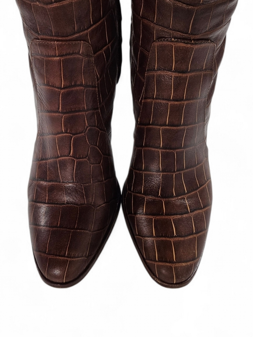 Vince Camuto Palley Embossed Leather Over The Knee Boots In Redwood Brown Sz 7.5 - Picture 5 of 12